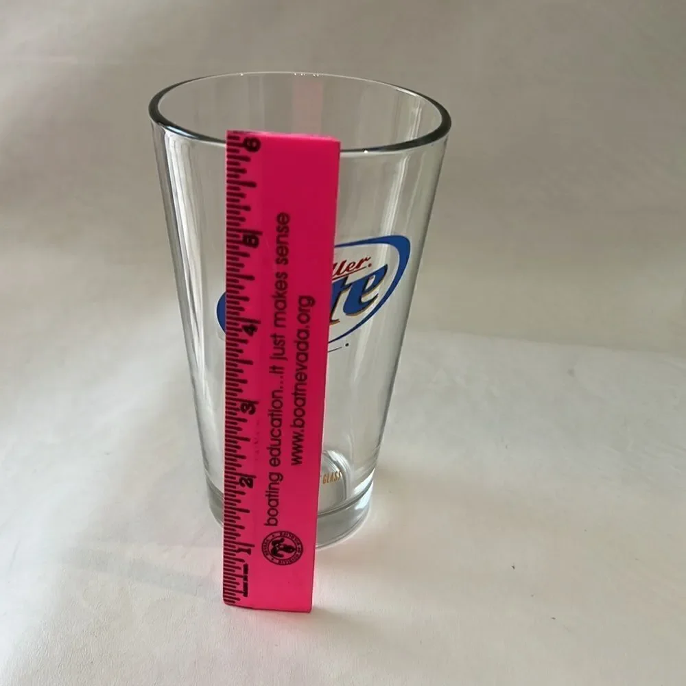 Miller Lite Beer Glass 16 Oz Taste Activator Glass  3 1/2 In Round 6 In Tall